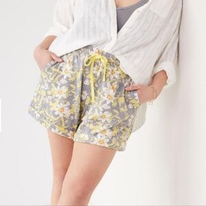 Anthropologie Daily Practice Floral Drawstring Cotton Lounge Shorts Casual M